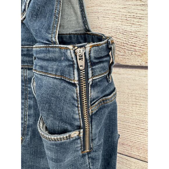 Free People Overalls Womens 28R Blue Denim Skinny Stretch Adjustable Bib Jeans - Picture 6 of 11